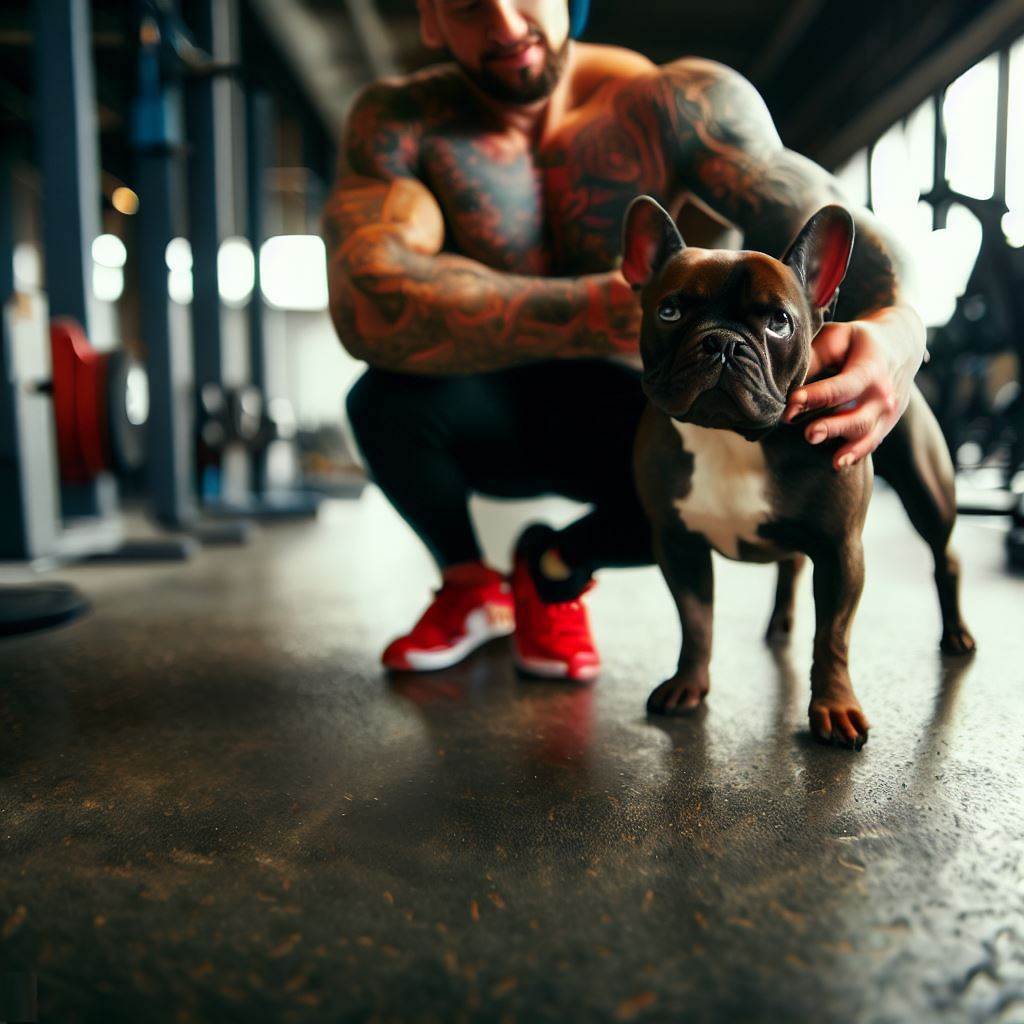 dog in gym - dave meeting maximus at gym